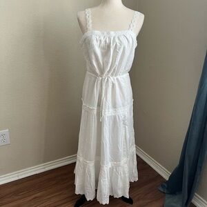 Paige Amity Midi Dress White with Eyelet Lace Straps Medium